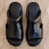 Nelibar - Handmade Leather Slipper PU Sole -R402 Black