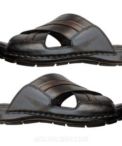 Handcrafted Leather Slippers with Durable PU Sole - R413 5 Nelibar Handmade Leather Slippers 413B