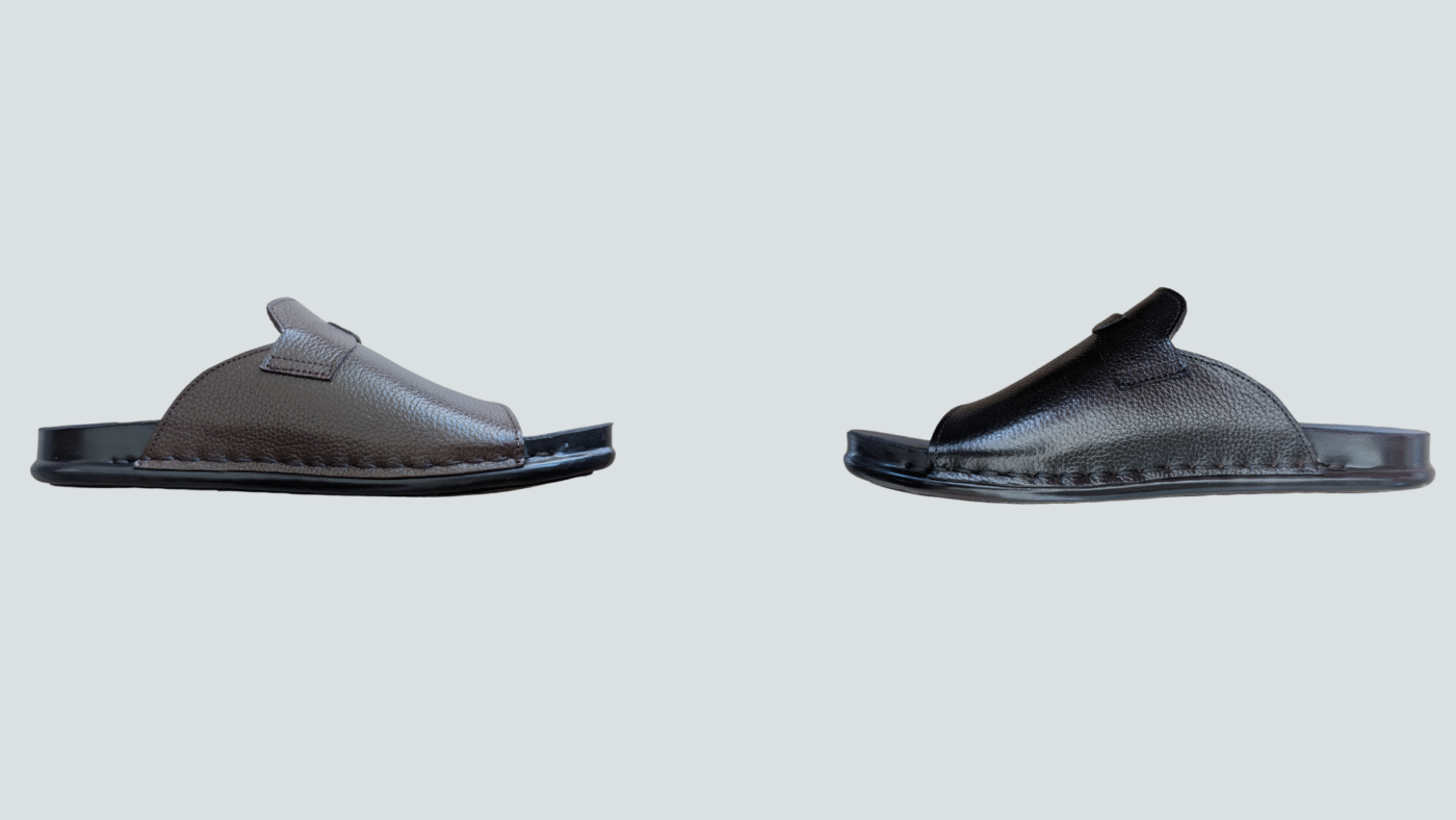Nelibar Premium Handmade Black & Brown Leather Slippers Banner – Timeless Comfort & Craftsmanship