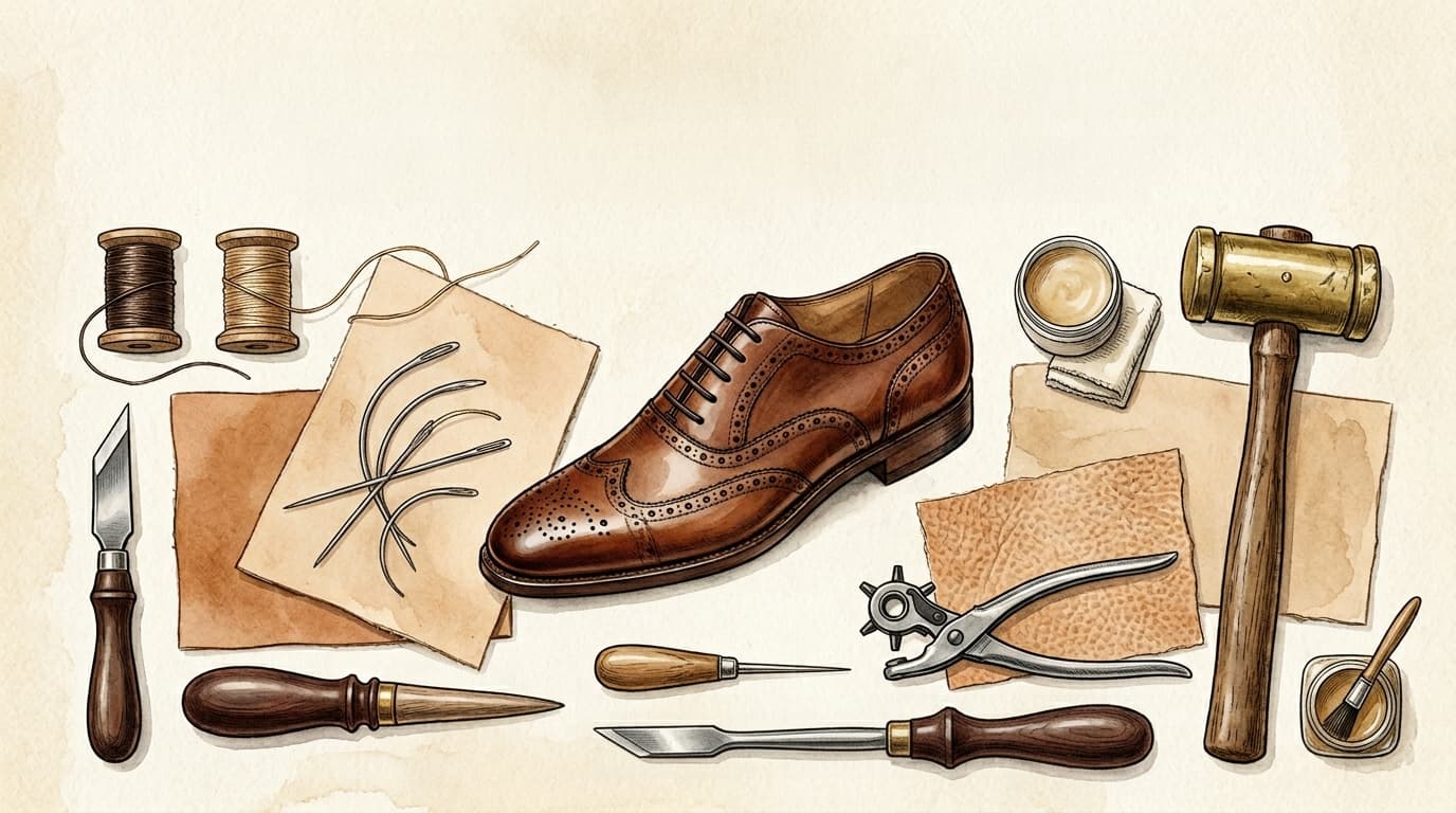 The Timeless Art of Leather Crafting: Why It Matters 2 Leather crafting tools and shoe 202606071239